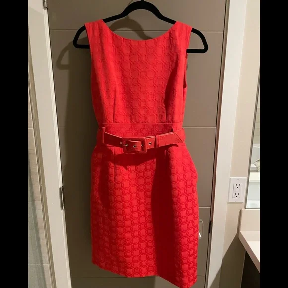 Banana Republic orange belted dress